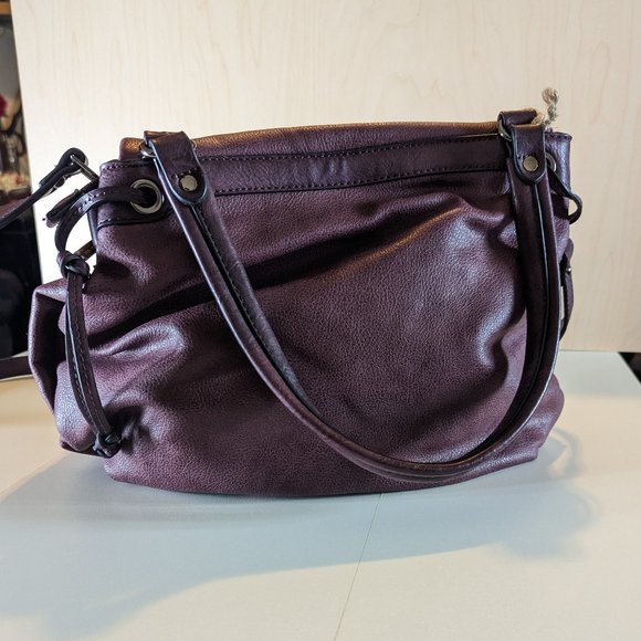 OVERSIZED Le Miel Chill X Vegan Bag Satchel w/Strap&Sequin - Burgandy - Picture 6 of 6